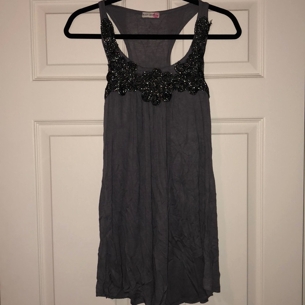 Racerback shirt with embellishment